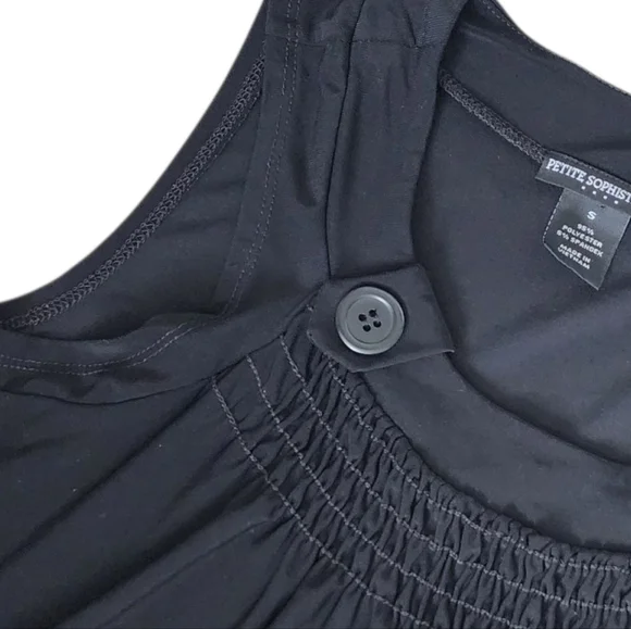 Vintage Petite Sophisticate Sleeeveless Career Blouse Size Small Black Buttons. - Picture 4 of 6